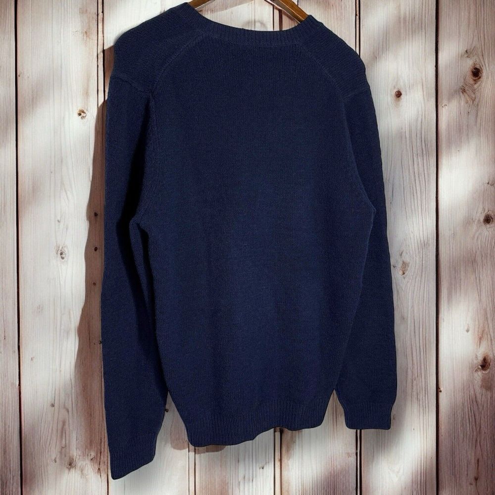 J McLaughlin Wool Sweater Men's Large V Neck Base‎ Layer Basic Navy Blue - Picture 2 of 6